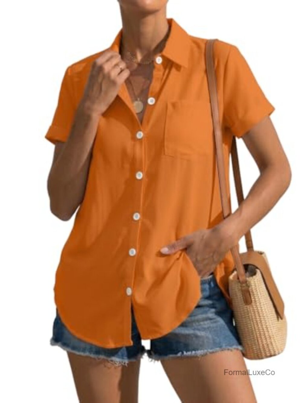 Women's Button Down Shirt Stand-Up Collar Elegant Corset Blouse Top